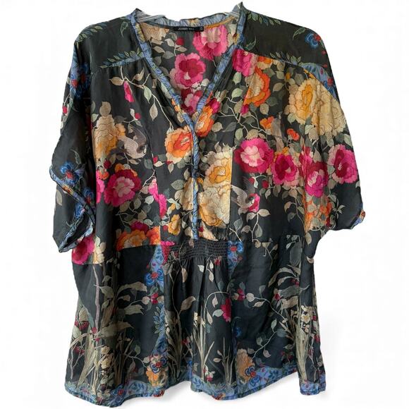 Johnny Was SILK Graceful Galavant Floral blouse size 2X - Picture 1 of 12